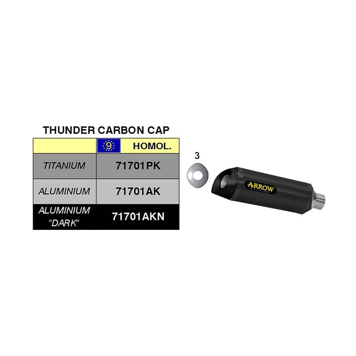 ARROW Street Thunder slip-on kipufogó, sötét alumínium, karbon borítás, 270x54x50mm, 2.23kg Yamaha YZF R6-hoz