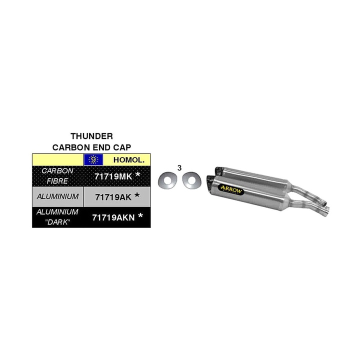 Kipufogó ARROW Thunder slip-on karbon, 400mm, 45mm, szürke, Yamaha YZF R1-hez