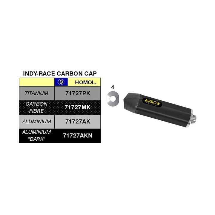 ARROW Indy Race slip-on sötét alumínium kipufogó karbon véggel Honda CBR 1000 RR-hez, 350mm x 48mm x 50mm