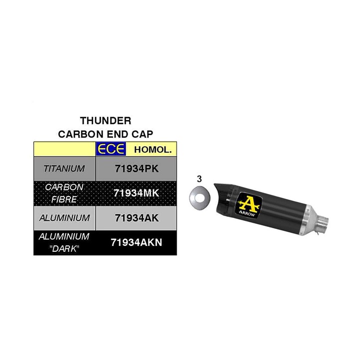 ARROW Thunder Slip-On kipufogó, sötét alumínium karbon véggel Yamaha Tracer 9-hez, 270mm x 54mm x 50mm