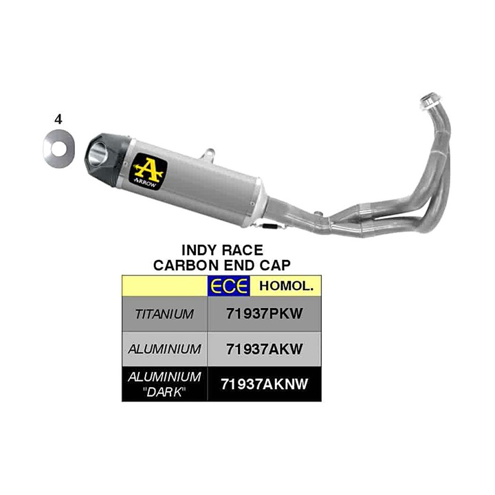 Komplett kipufogórendszer Indy Race ARROW titánból Kawasaki NINJA 650-hez, 350mm x 58mm, súly 4.43kg, karbon vég, ECE jóváhagyással