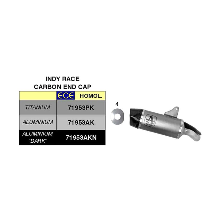 ARROW Indy-Race titán slip-on kipufogó karbon véggel Moto Guzzi V100 Mandello-hoz, 250mm, 2.1kg, szürke