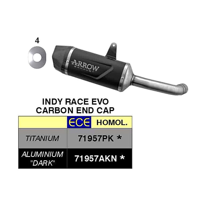 ARROW Indy Race Evo titán kipufogó karbon véggel KTM RC 390-hez, 250mm, 1.99kg, szürke