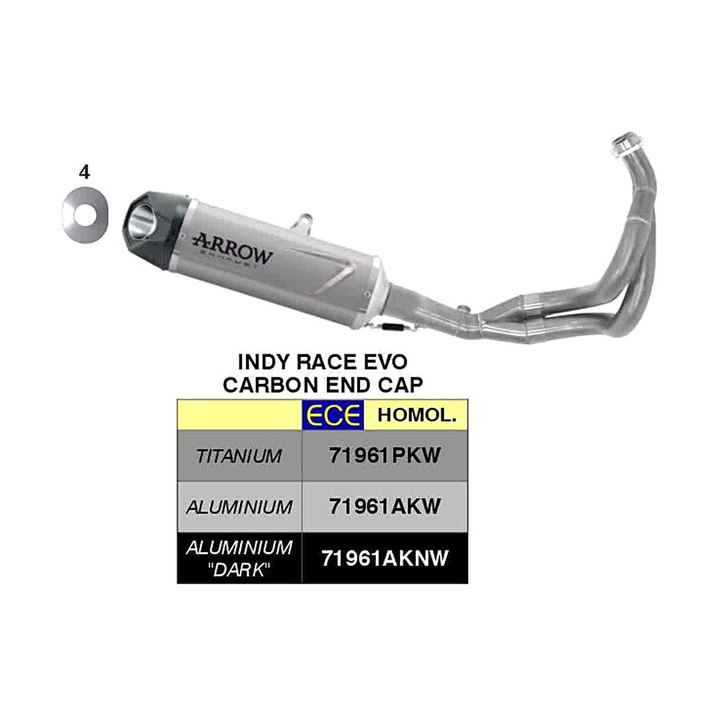 Komplett kipufogó Indy Race Evo, ARROW, titán, 350x54x58mm, szürke