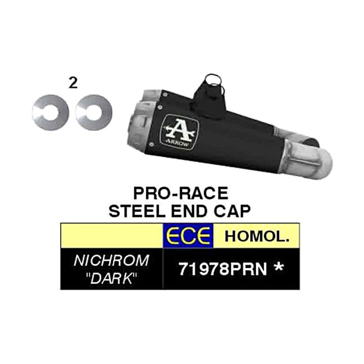 ARROW pro-race felcsúsztatható kipufogó, 250 mm, 60 mm bemeneti átmérő, fekete acél, Ducati Hypermotard 698 Mono-hoz