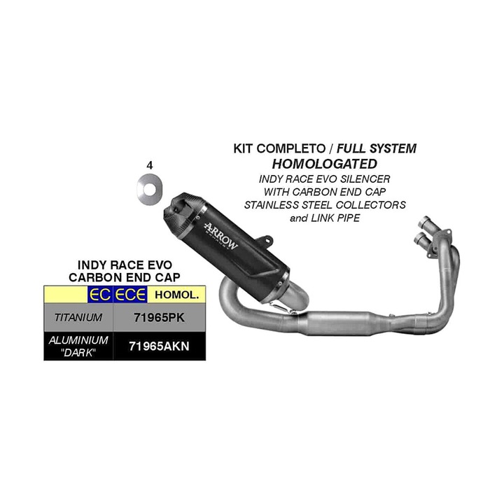 ARROW Indy Race EVO kipufogó, sötét alumínium, teljes készlet, Kawasaki NINJA 650-hez