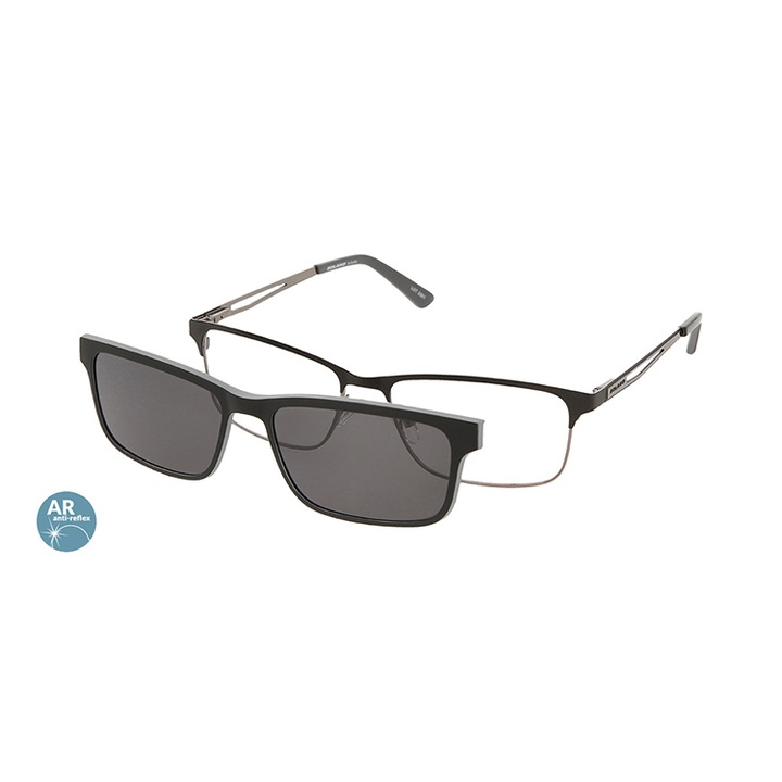Rame ochelari de vedere cu ClipON polarizat pentru Barbati Solano CL 10172A, Metal, Negru, 56 mm