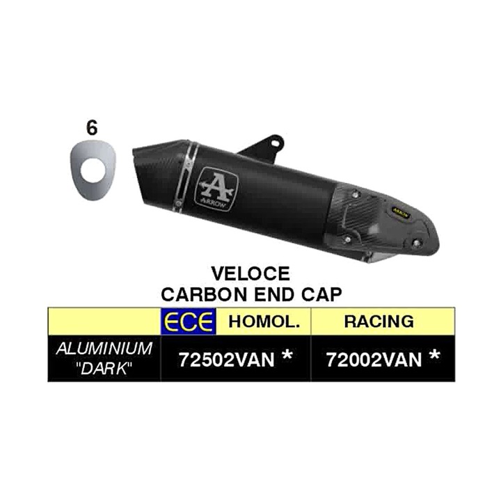 ARROW slip-on kipufogó Triumph Tiger 1200-hoz, sötét alumínium, 350mm hossz, 48mm bemeneti átmérő, 36mm kimeneti átmérő