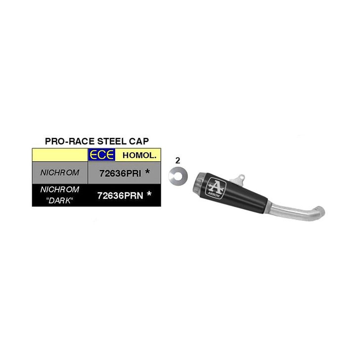 Kipufogó ARROW pro-race slip-on, 250x45mm, sötét acél, 1.53kg