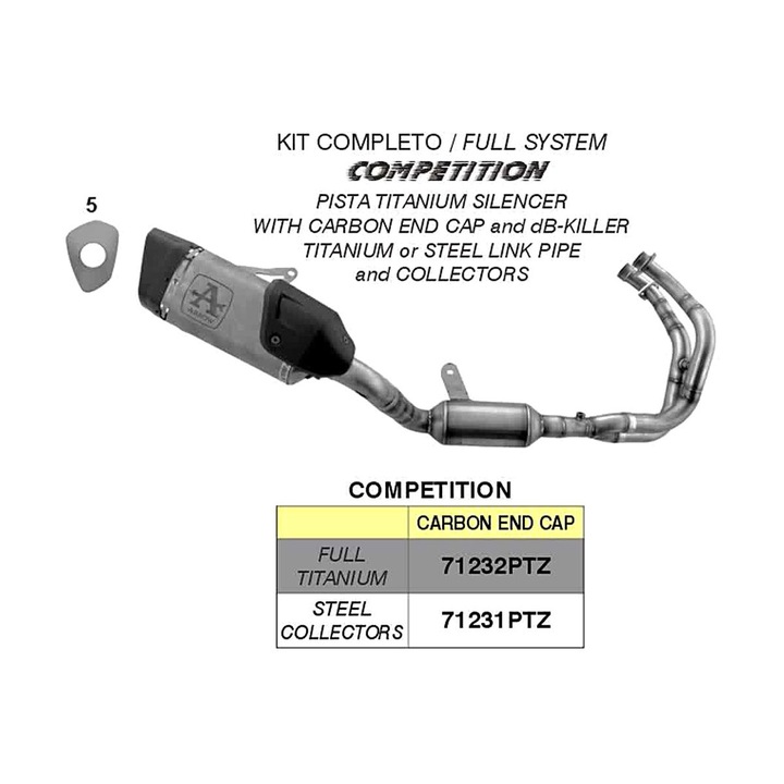 ARROW komplett kipufogó Yamaha YZF R7-hez, titán, 250x54mm, karbon vég, szürke