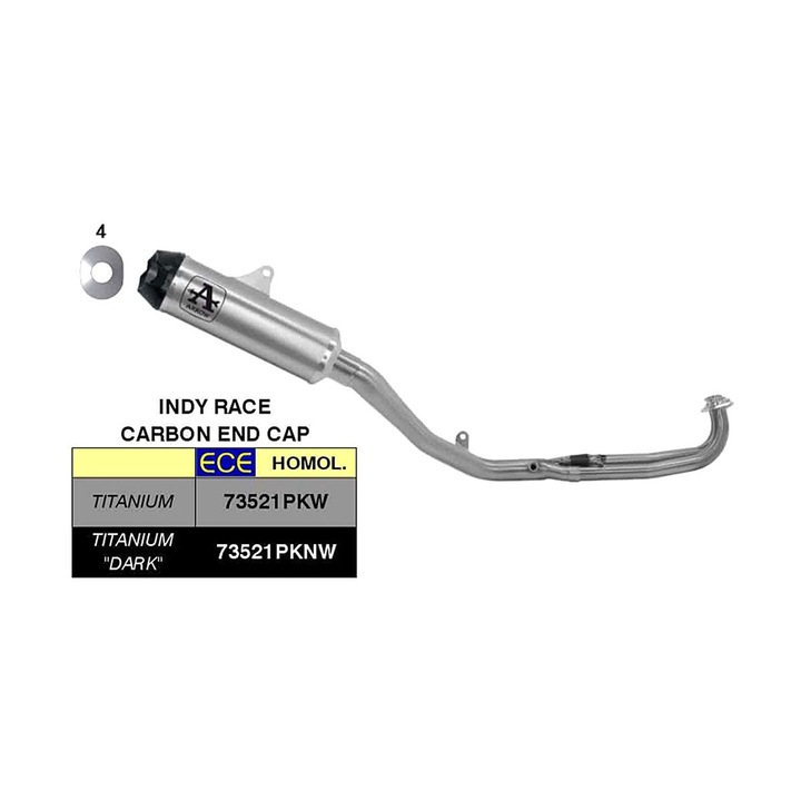 ARROW teljes kipufogórendszer sötétített titán Indy Race véggel Yamaha TMAX 530-hoz, 350mm x 50mm, 4.93kg