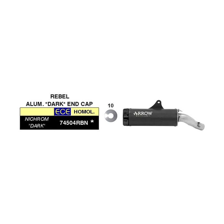 ARROW slip-on kipufogó Honda CMX 500 Rebelhez, sötét acél, sötét alumínium borítás, 300x43mm, 2.79kg