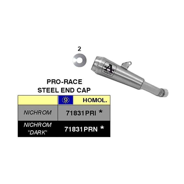 Kipufogó ARROW Pro Race Nichrom slip-on, inox, 250mm, 45mm, 68mm, 1.12kg, szürke