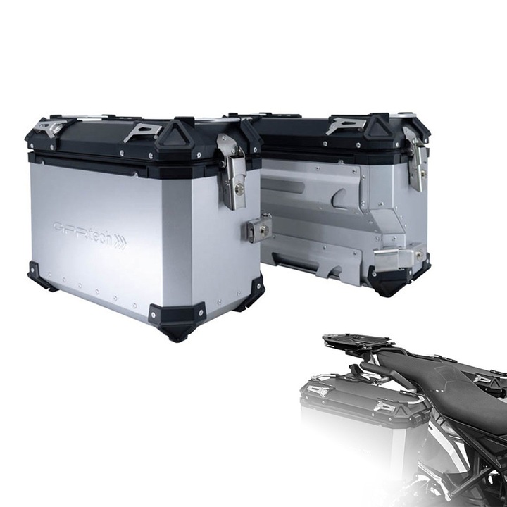 Комплект странични куфари GPR ALPI-TECH от алуминий 38/32L, сребристи, 480x240x380mm