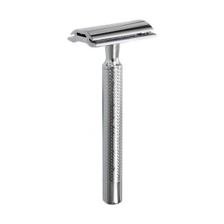 Самобръсначка с двойно острие Dovo Primo I, затворен гребен, дръжка от месинг, хромирано покритие, произведена в Германия