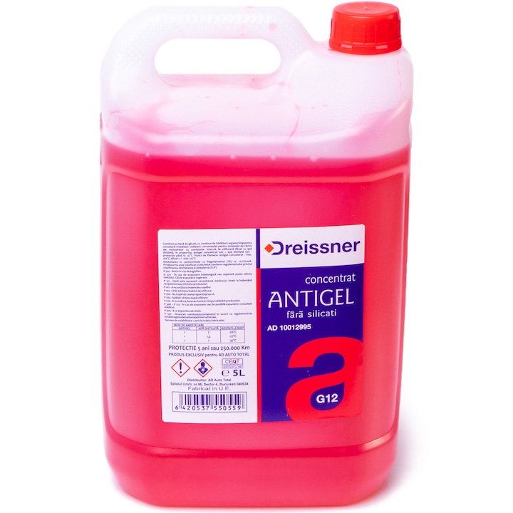 Антифриз Dreissner G12, Концентрат, Червен, 5 л