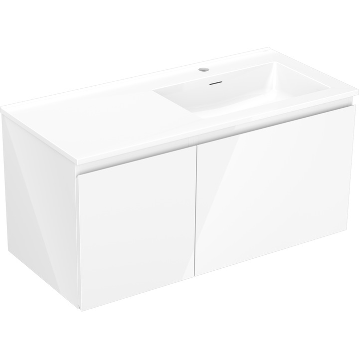 Dulap baie Mexen Orio 100x47x46,5cm cu lavoar Otis, 1S, 1D, alb lucios