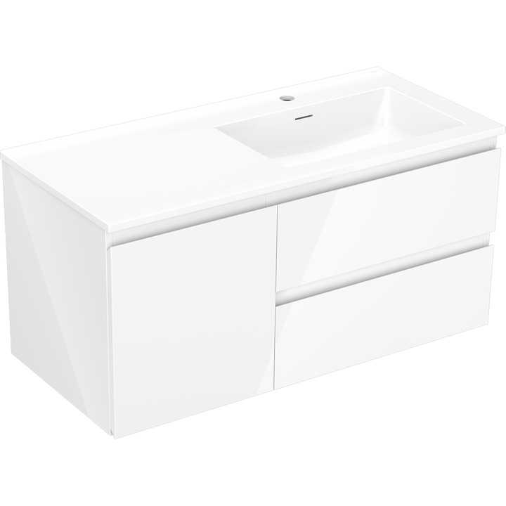 Mexen Orio dulap baie 100 cm cu lavoar Otis dreapta, 2S, 1D, alb lucios - 91A13-10047-3-BBFFF00-W18P00
