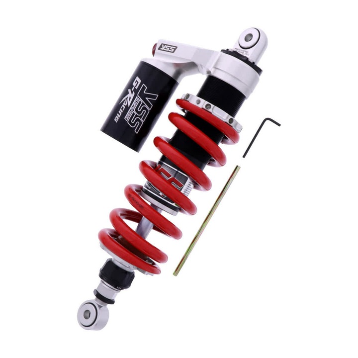 Регулируем амортисьор YSS, 345-355 мм, червена пружина 185 мм, 140 кг, 10 мм, 45 мм, 16 мм
