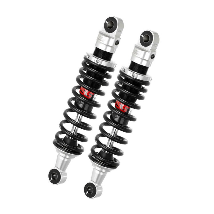 YSS állítható lengéscsillapító, 320 mm hosszúság, 200 mm rugó, fekete, felső rögzítés 10 mm, alsó rögzítés 14 mm