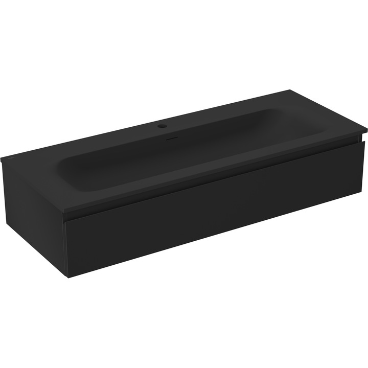 Dulap baie Mexen Orio 120 cm cu lavoar Vela, 1 sertar, negru mat - 91A10-12023-1-BF71-W23M71