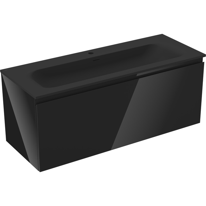 Mexen Orio dulap baie 120 cm cu lavoar Vela, 1 sertar, negru lucios/negru mat - 91A10-12047-1-BF70-W23M71