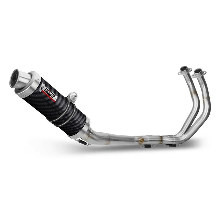 MIVV GP teljes kipufogórendszer karbonból Yamaha MT-07/FZ-07-hez, rövid kerek kialakítás, súly 7.80kg