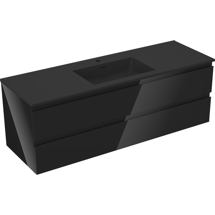 Mexen Orio dulap baie 140 cm cu chiuveta Otis, 2 sertare, negru lucios/negru mat - 91A10-14047-2-BFF70-W18M71
