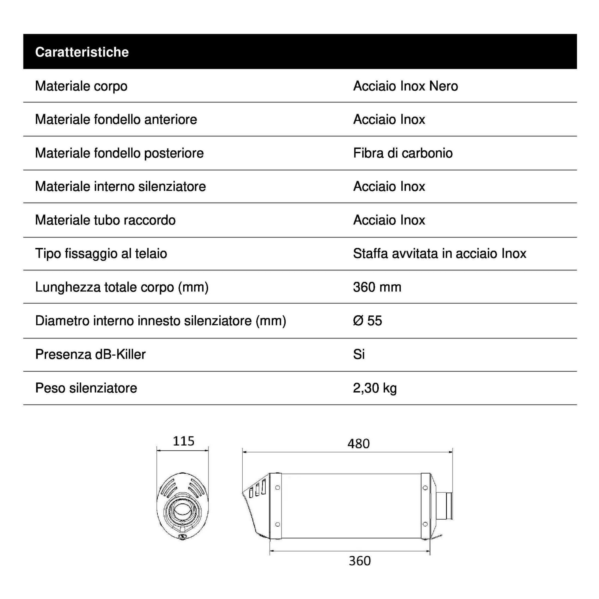 Esapament dublu slip-on MIVV Oval, inox negru, finisaj periat