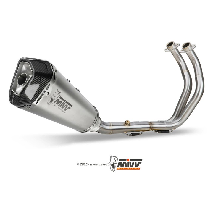 Komplett kipufogórendszer MIVV Delta Race rozsdamentes acélból Yamaha MT-07/FZ-07 motorkerékpárhoz, kúpos-hatszögletű, 3K karbon, 7.20kg
