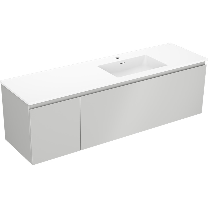 Mexen Orio dulap baie 160 cm cu lavoar Otis dreapta, 1S, 1D, gri mat/alb mat - 91A13-16047-3-BBFF62-W18P01