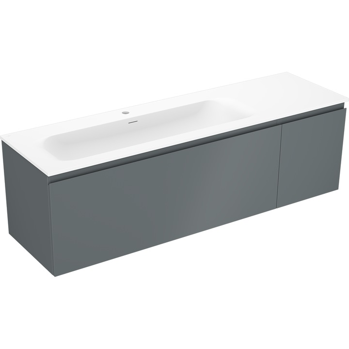 Mexen Orio dulap de baie 160 cm cu lavoar Vela stang, 1S, 1D, grafit mat/alb mat - 91A13-16047-3-BBFF66-W23L01