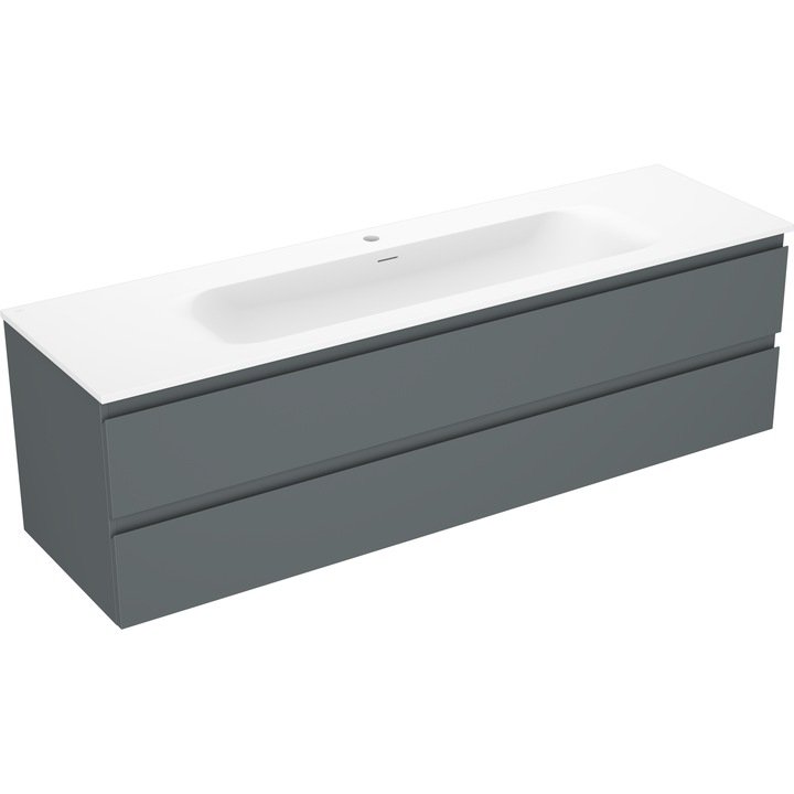 Mexen Orio dulap baie 160 cm cu lavoar Vela, 2 sertare, grafit mat/alb mat - 91A10-16047-2-BFF66-W23M01