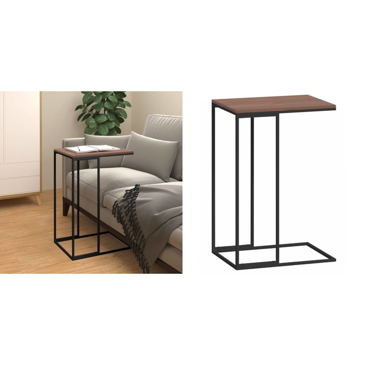 Masa laterala, negru, 40x30x59 cm, lemn compozit