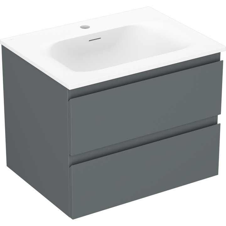 Dulap baie 60 cm cu chiuveta Vela, Mexen Orio, 2 sertare, grafit mat/alb mat - 91A10-06047-2-BFF66-W23M01