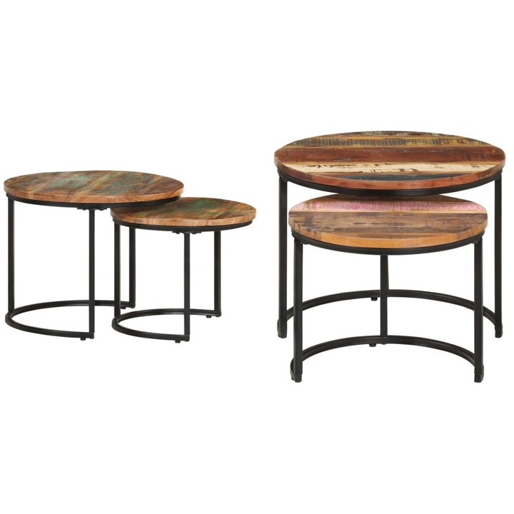 Masute suprapuse, 2 buc., lemn masiv reciclat