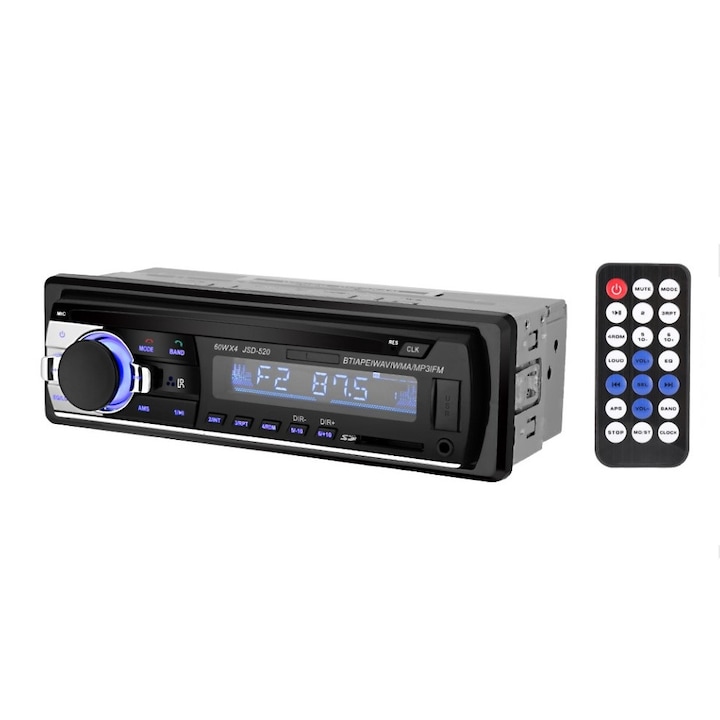 Радио MP3 плейър за кола с FM радио, Bluetooth, Handsfree, USB, CARD, AUX, RCA, пълен