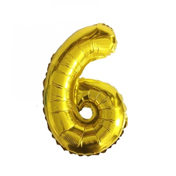 Balon folie metalizata figurina cifra 6 auriu Balon folie metalizata figurina cifra 6 auriu