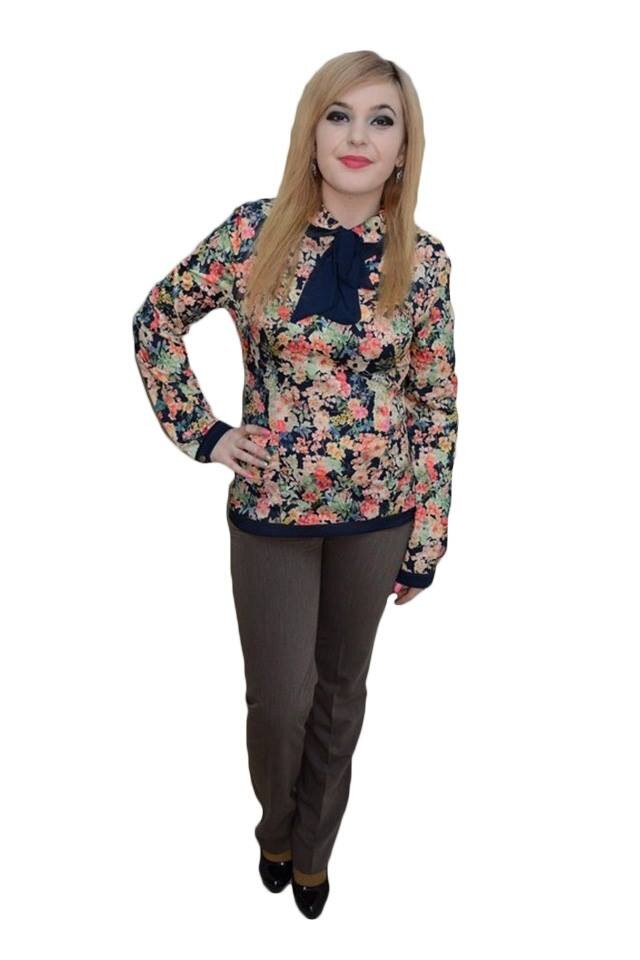 Pantaloni lungi cu design din saten,D&J Exclusive, Maro