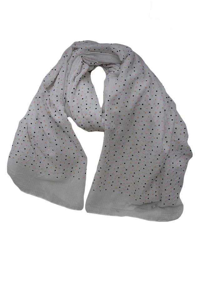 Esarfa moale cu design de buline aplicate,D&J Exclusive,Alb