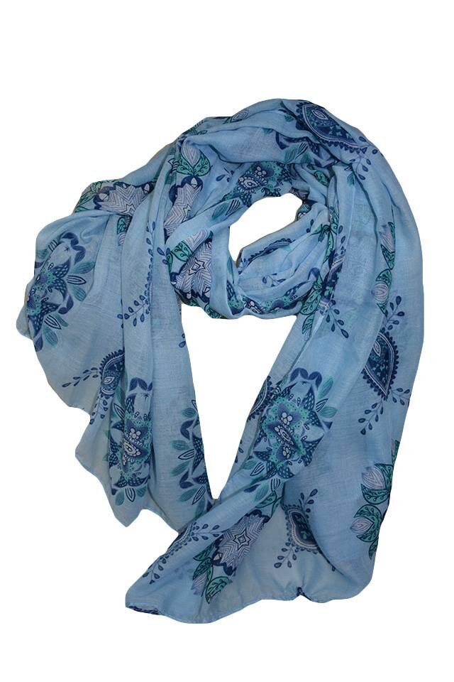 Esarfa tinereasca cu design abstract,D&J Exclusive,Albastru