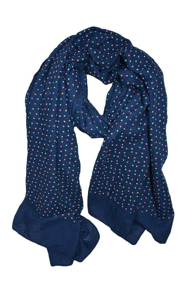 Esarfa tinereasca cu design de buline colorate,D&J Exclusive,Bleumarin