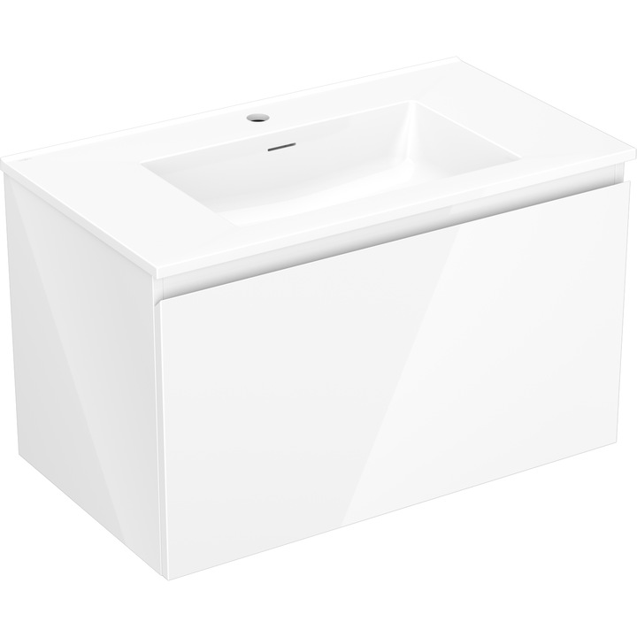 Mexen Orio dulap baie 80 cm cu lavoar Otis, 1 sertar, alb lucios - 91A10-08047-1-BF00-W18M00