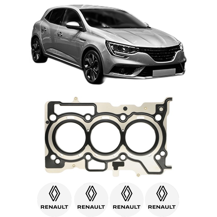 Garnitura chiuloasa RENAULT MEGANE IV Hatchback (B9A/M/N_) 1.0 TCe 115 (B9MD, B9MW) din 2020 KW 84 CP 114 CMC 999, auto, Elring, 4x Stickere auto cu RENAULT