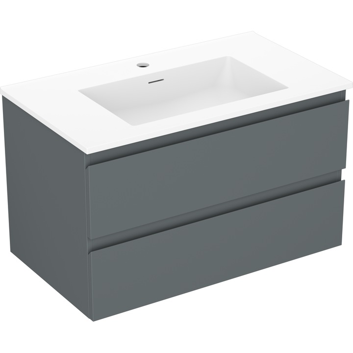 Mexen Orio dulap baie 80 cm cu lavoar Otis, 2 sertare, grafit mat/alb mat - 91A10-08047-2-BFF66-W18M01