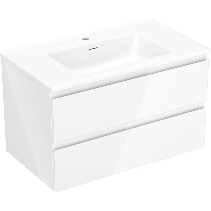 Mexen Orio dulap baie 80 cm cu lavoar Otis, 2 sertare, alb lucios - 91A10-08047-2-BFF00-W18M00