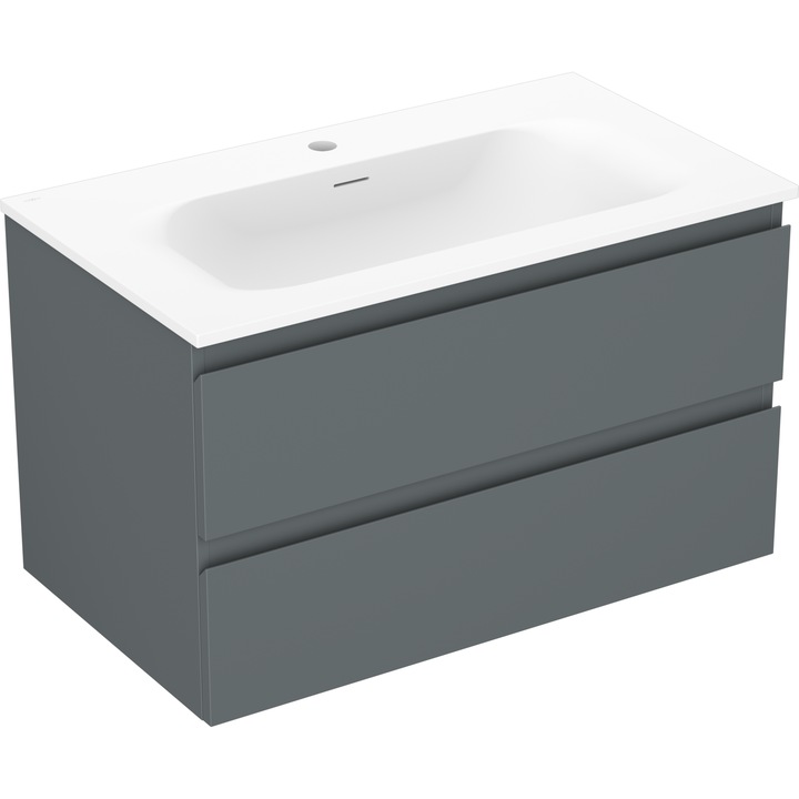 Mexen Orio dulap baie 80 cm cu lavoar Vela, 2 sertare, grafit mat/alb mat - 91A10-08047-2-BFF66-W23M01
