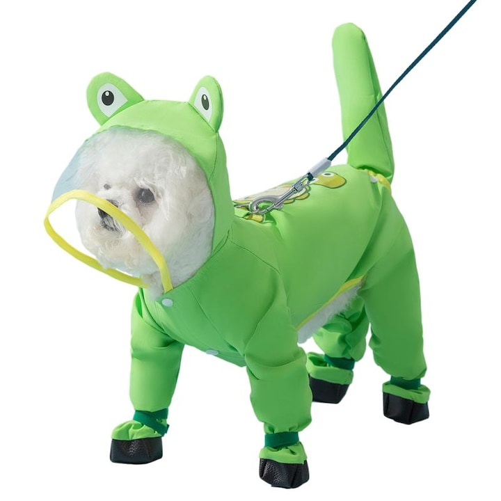 Pelerină de ploaie pentru câini, impermeabilă, design broscuta, mărimea S