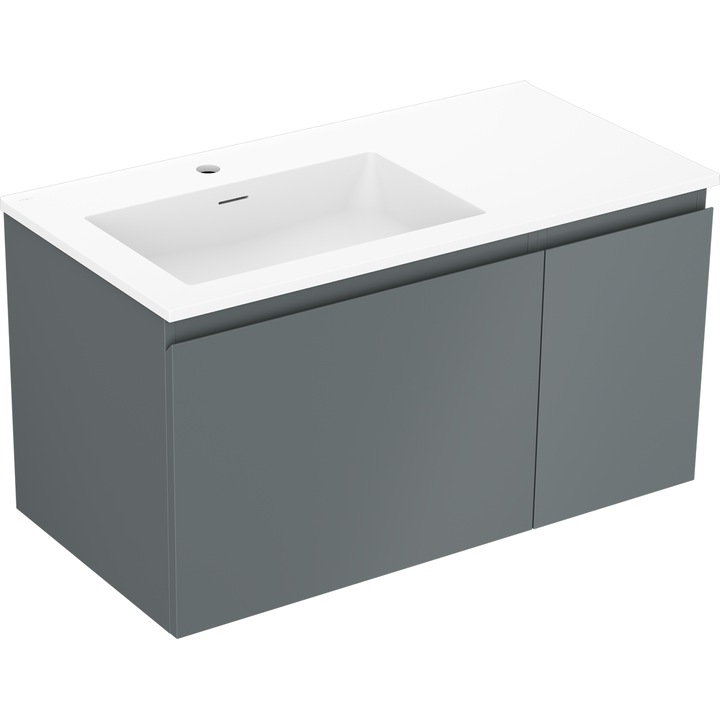 Mexen Orio dulap baie 90 cm cu lavoar Otis stang, 1S, 1D, grafit mat/alb mat - 91A13-09047-3-BBFF66-W18L01