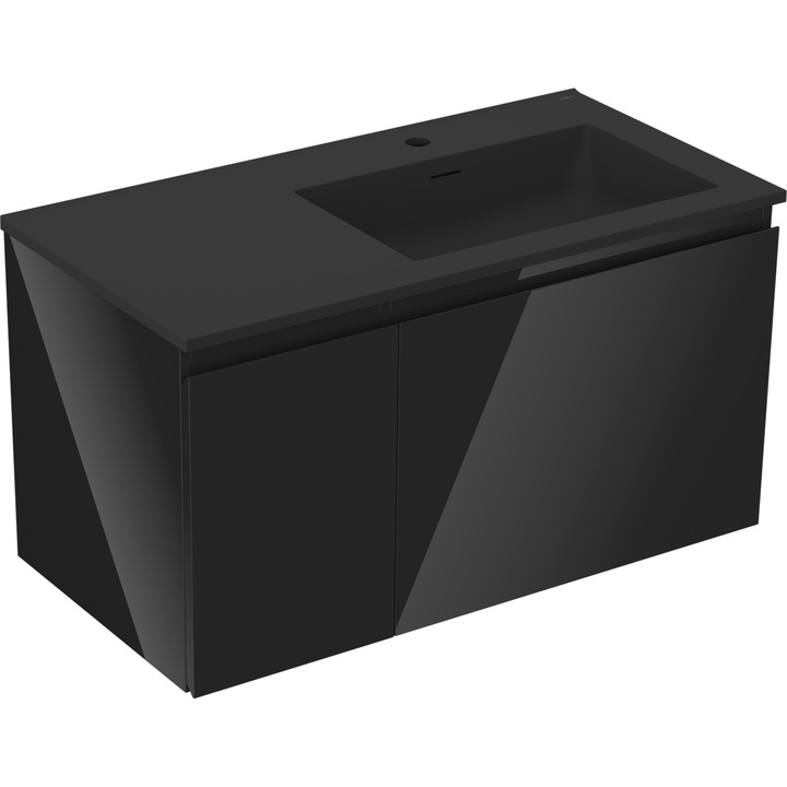 Mexen Orio dulap baie 90 cm cu lavoar Otis dreapta, 1S, 1U, negru lucios/negru mat - 91A13-09047-3-BBFF70-W18P71